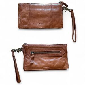 Day & Mood Annie Leather Clutch Wristlet Tan With Cotton Interior